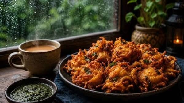 Crispy Onion Pakora with Masala Tea